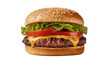 © Lucas - Isolated Mouth-watering cheeseburger with a grilled patty, melted cheddar, crisp lettuce, and tomato.