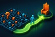 © Leo Rohmann - 3D maze with question marks and glowing path leading to a throne representing decision making and success