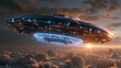 © Catifo - Ufo encounter in the sky futuristic sci-fi imagery surreal cloudscape vibrant sunset high-resolution art