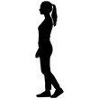 © imran - Silhouette of a young woman standing profile view, black and white, minimalist style