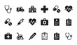 © Ms - Medical icons set healthcare symbols hospital equipment and first aid graphics