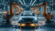 © rinrada - AI driven automotive factory with robotic vehicle assembly systems, futuristic industrial machinery, cinematic lighting, modern smart production environmen