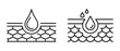 © Safali - Skin hydration illustration with water drops penetrating skin layers, vector icon set.