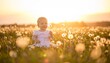 © yohaku - ゴールデンアワーの花畑に佇む子供のライフスタイルポートレート