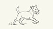 © Joyo - Continuous line art illustration of a happy dog running with a tennis ball