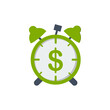 © dwara - Green Alarm Clock with Dollar Sign. Time is Money Concept