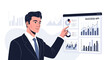 © Naira - Businessman analyzes success KPI dashboard charts on screen