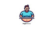 © Anma - Overweight man in blue shirt with high waistline logo