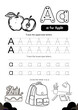 © Th - Tracing letter A for apple, alphabet learning worksheet, educational activity page for preschool and kindergarten kids