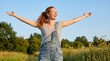 © ArtDreams92 - Red haired white woman in a very happy moment on a field with flowers