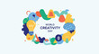 © 爱心binragh - World Creativity Day vector illustration, colorful abstract brain and lightbulb icons, creative thinking and innovation concept banner