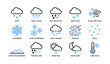 © Cali6ro - Snow and winter weather icons showing conditions and warnings on white