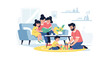 © Konco - Family playing together on floor.