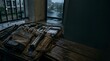 © AlignedArt - emergency home repair toolkit beside rain soaked apartment window during storm related water leakage inspection and maintenance