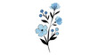 © Anas - Elegant blue flower branch vector illustration with berries and leaves, featuring an editable stroke for customizable line weight and adjustable stroke width. Minimalist floral line art icon.