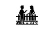 © pangestu - Silhouette of two people talking.