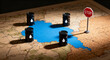 © Mamer - Geopolitical tensions and oil supply restrictions depicted by miniature barrels and a stop sign on a world map, symbolizing energy crisis and market instability