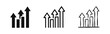 © drawing lines - Growth and Success Icons Set featuring Rising Bar Charts and Upward Arrows for Business Analytics
