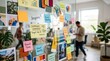 © DreamStock - Creative brainstorming session with sticky notes and mood board on glass wall
