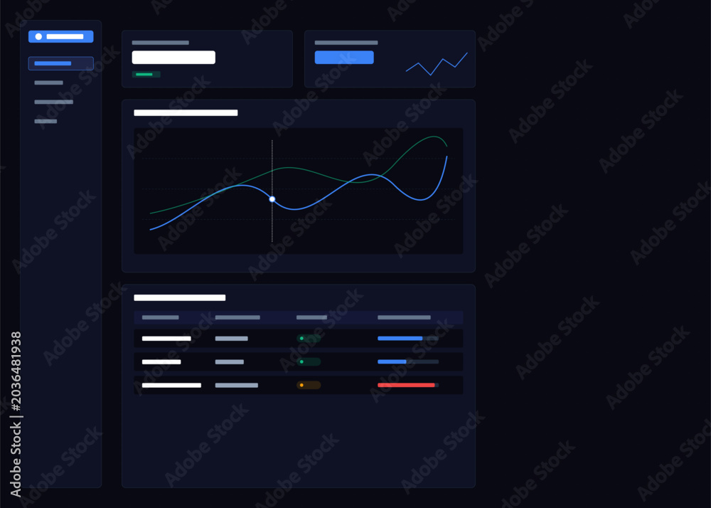 Dark mode dashboard UI design, futuristic data visualization interface ...