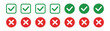 © MSTGIRATUN - Green check marks in squares and circles, red crosses in circles and squares, UI elements.