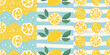 © Achinta - Lemon And Mint Leaf Pattern Bright Yellow And Blue Vector Illustration