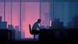 © mamemo - 深夜オフィスで働くビジネスマン 残業イメージ 背景素材