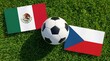 © Stock Center - Mexico and Czech Republic, Soccer Match Background with Flat National Flags and Football on Green Grass Turf, 25 June 2026