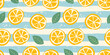 © Raben - Lemon and mint leaf floral pattern with pastel blue and cream tones