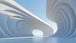 © swillklitch - Minimalist futuristic white architectural arches structure against clear blue sky background