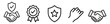 © Артур Дацко - Set of black line icons representing handshake agreements, security badges, and a hand gesture on white background on transparent background