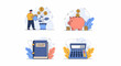 © ainun - Save coin set man water tree pig bank book calc fund plan fit aid icon