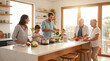 © Madina Art - Multi-generational family happily preparing a healthy meal together in a bright, modern kitchen