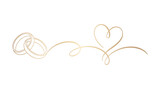 Elegant gold wedding rings and heart flourish