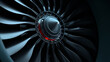 © Kunut - Jet engine turbine close up with sleek metallic blades and dark background, showcasing modern aviation technology and precision design