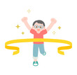 © 麦 - 笑顔でゴールするメガネをかけた男の子