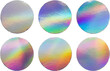 © Kwangmoozaa - Holographic circle sticker with iridescent neon texture set isolated on white background