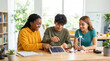 © AIRina - Three young students learning about sustainable energy in classroom