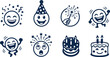 © Luthfi - Celebration Birthday Party Icons Set with Cute Emojis and Sweet Cakes