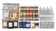 © Muhammad Akmal - Emergency food supply kit with canned goods and water bottles, survival food rations and dry pantry staples, long-term storage food stockpile on white background