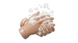 © Neon - Hands covered in soap and water with bubbles on transparent background