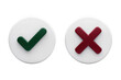 © RONY - Green check mark and red cross sign buttons as PNG asset isolated on transparent background