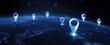 © ckybe - A digital map like a treasure hunt showcases global locations with blue innovation vibes of Artificial Intelligence.