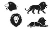 © Liza Mutia - Set of lion illustrations showcasing various poses and headshots, representing power and majesty