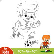 © ksenyasavva - Numbers dot to dot game with cute footballer boy and a ball. Connect the dots to complete the image. A fun educational game for coloring and number practice about sport
