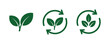 © MST NUR NEHAR - Eco recycle icon set, green plant leaf symbols for sustainability, organic growth and environmental protection vector illustration.
