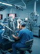 © utaem2022 - Surgeon performing minimally invasive surgery using robotic arms in sterile operating room