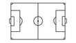 © Athifa - Soccer Field Outline Vector Illustration: Top-Down View of Football Pitch Layout, Black and White Line Art, Transparent
