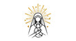 © Nur - Minimalist Line Art Illustration of Virgin Mary Holding Baby Jesus.