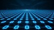 © Keynara - Abstract Digital Network Grid with Blue Glowing Squares and Lines, Futuristic Technology Background